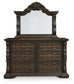 Maylee Queen Upholstered Bed, Dresser, Mirror, Chest and Nightstand