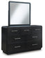 Rowanbeck California King Upholstered Panel Bed, Dresser, Mirror, Chest and Nightstand