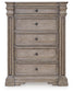 Blairhurst California King Panel Bed, Dresser, Mirror, Chest and Nightstand