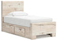 Lawroy Twin Panel Bed with Storage, Dresser, Mirror, Chest and Nightstand