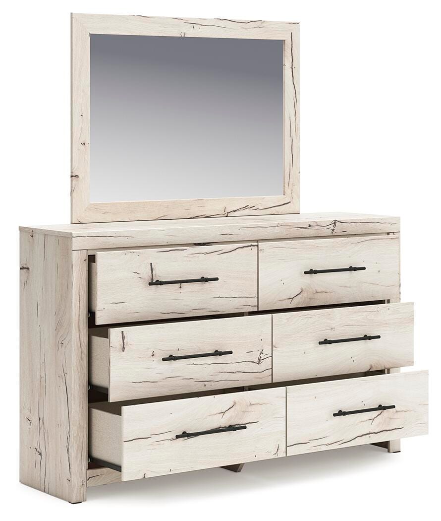 Lawroy Queen Panel Bed with Storage, Dresser, Mirror, Chest and Nightstand