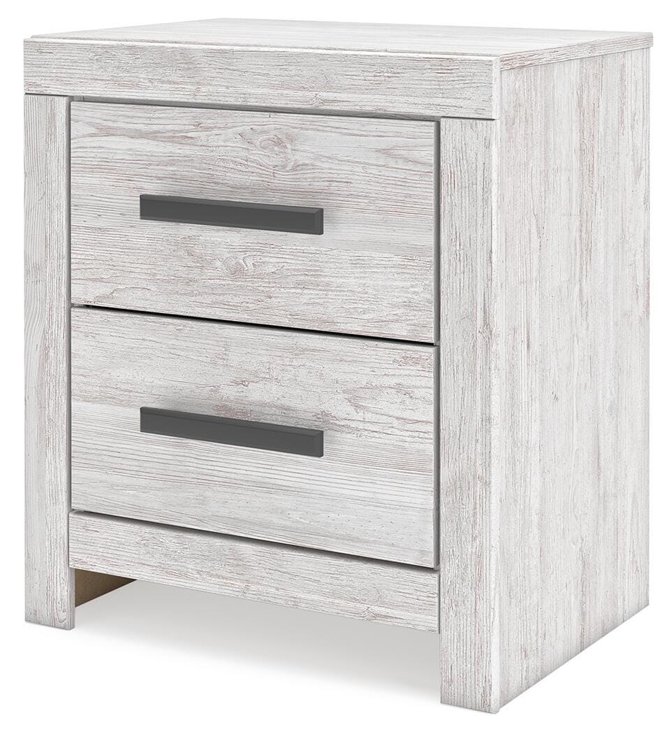Cayboni King Panel Bed with Mirrored Dresser and Nightstand