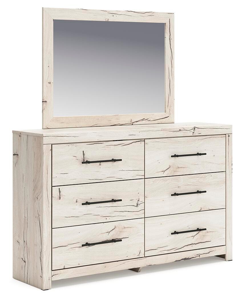 Lawroy Twin Panel Bed with Storage, Dresser, Mirror and Nightstand