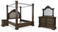 Maylee Queen Canopy Bed, Dresser, Mirror and Nightstand