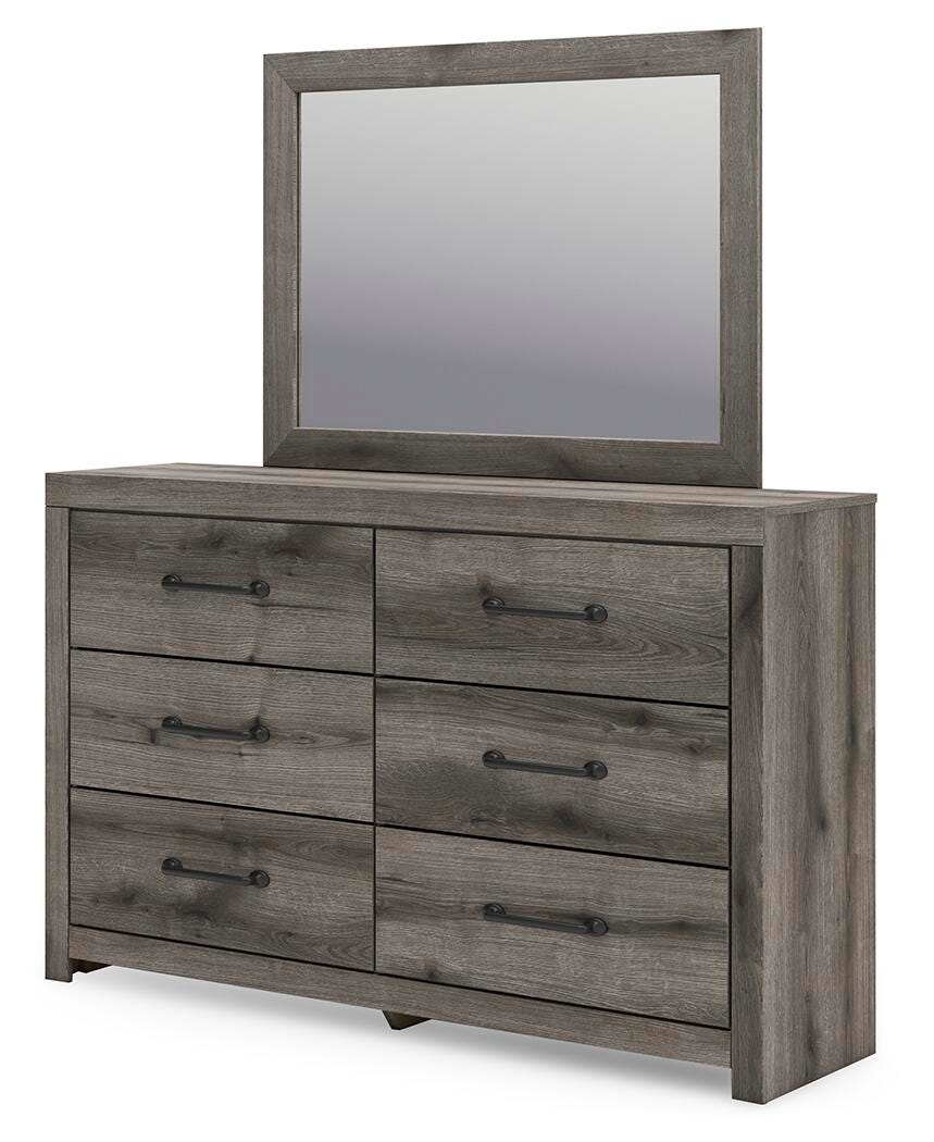 Graystorm Twin Panel Bed with Storage, Dresser, Mirror and Nightstand