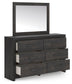 Hollivern King Panel Bed, Dresser, Mirror and Nightstand