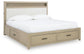 Calmoro Queen Bookcase Bed with Mirrored Dresser and Nightstand