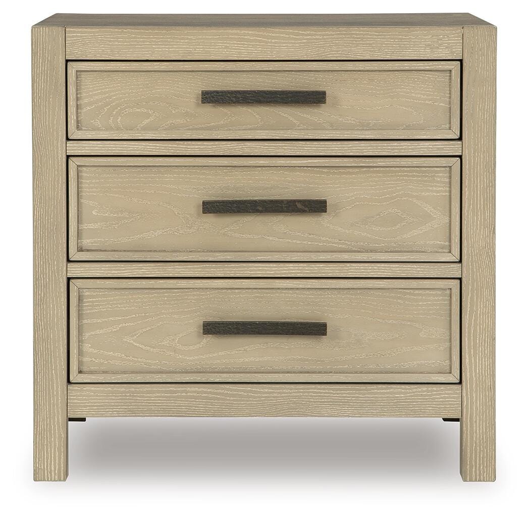 Calmoro Queen Bookcase Bed with Mirrored Dresser and Nightstand