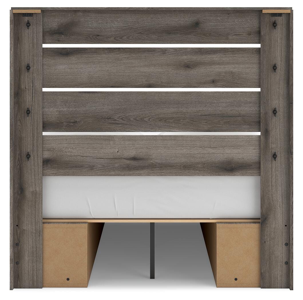 Graystorm Full Panel Bed with Storage, Dresser, Mirror, Chest and Nightstand