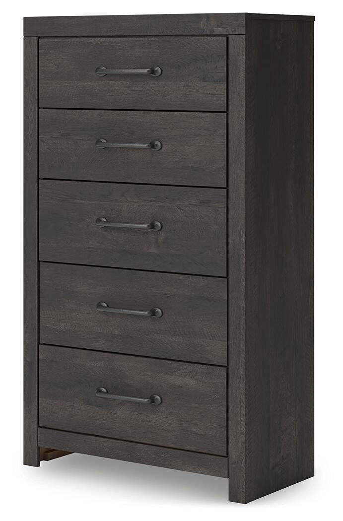 Hollivern Full Panel Bed, Dresser, Mirror, Chest and Nightstand