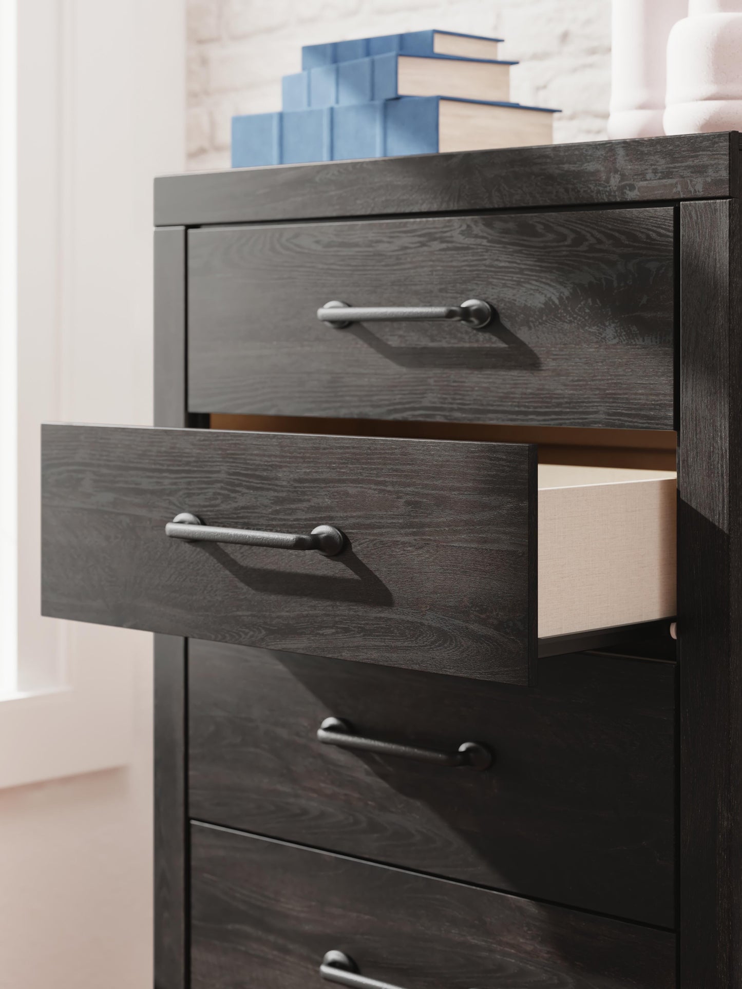Hollivern Full Panel Bed, Dresser, Mirror, Chest and Nightstand