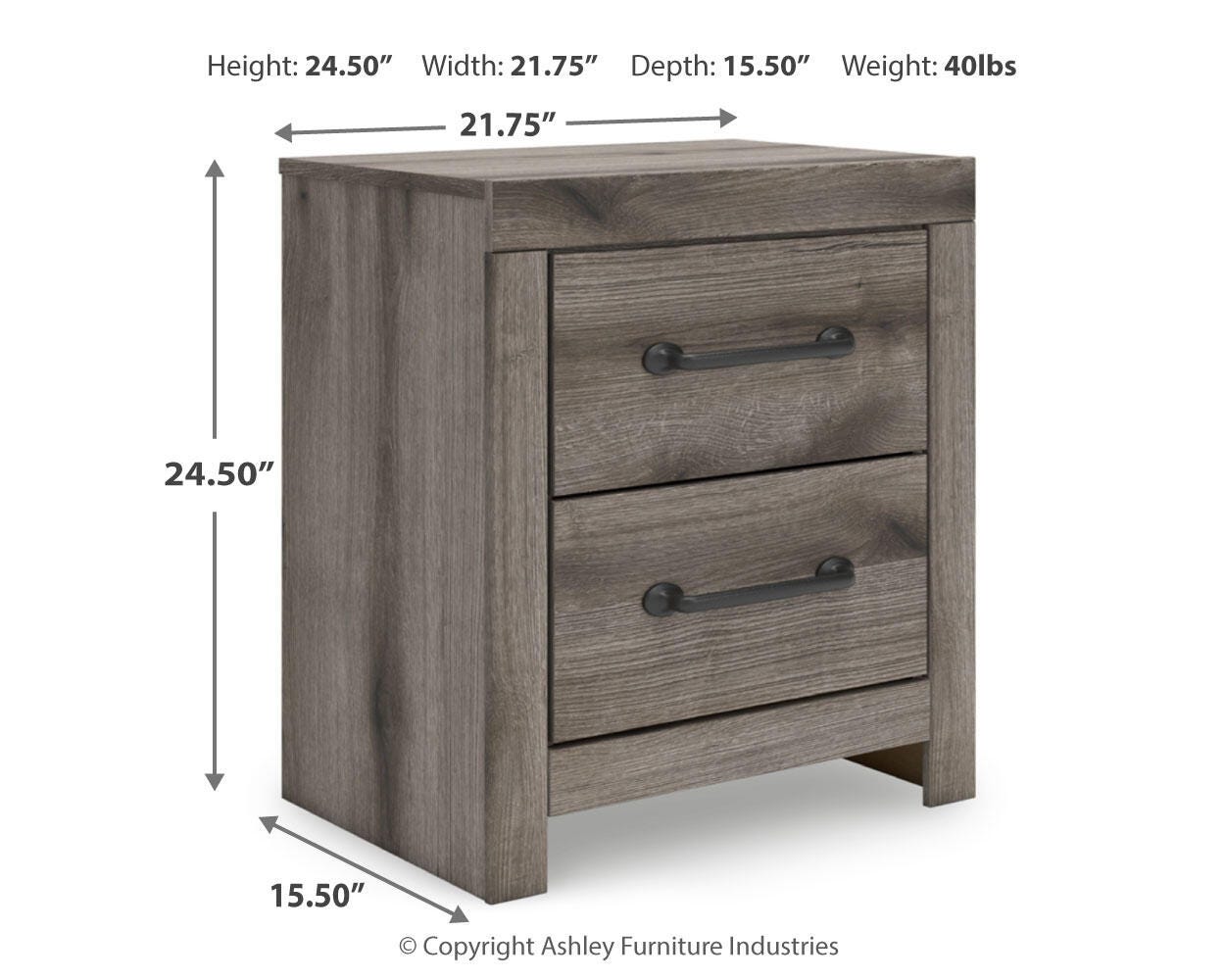 Graystorm Full Panel Bed with Storage, Dresser, Mirror and Nightstand