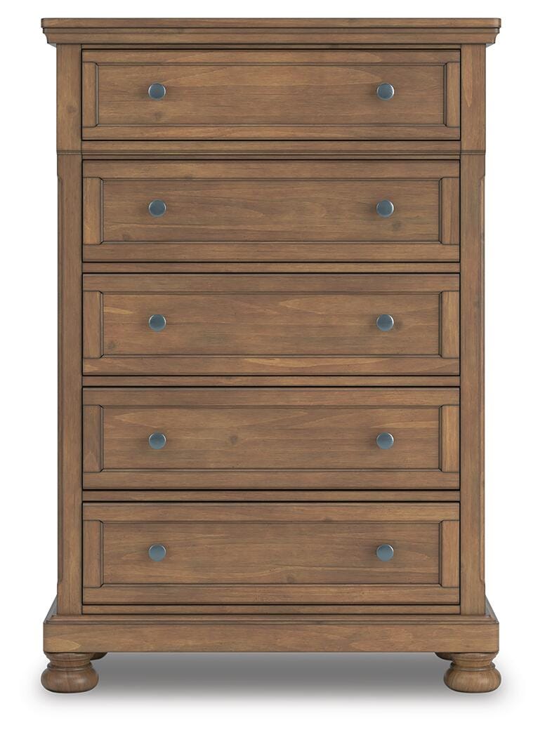 Feddinger King Storage Sleigh Bed with Mirrored Dresser, Chest and Nightstand
