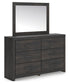 Hollivern Twin Panel Bed with Storage, Dresser, Mirror and Nightstand
