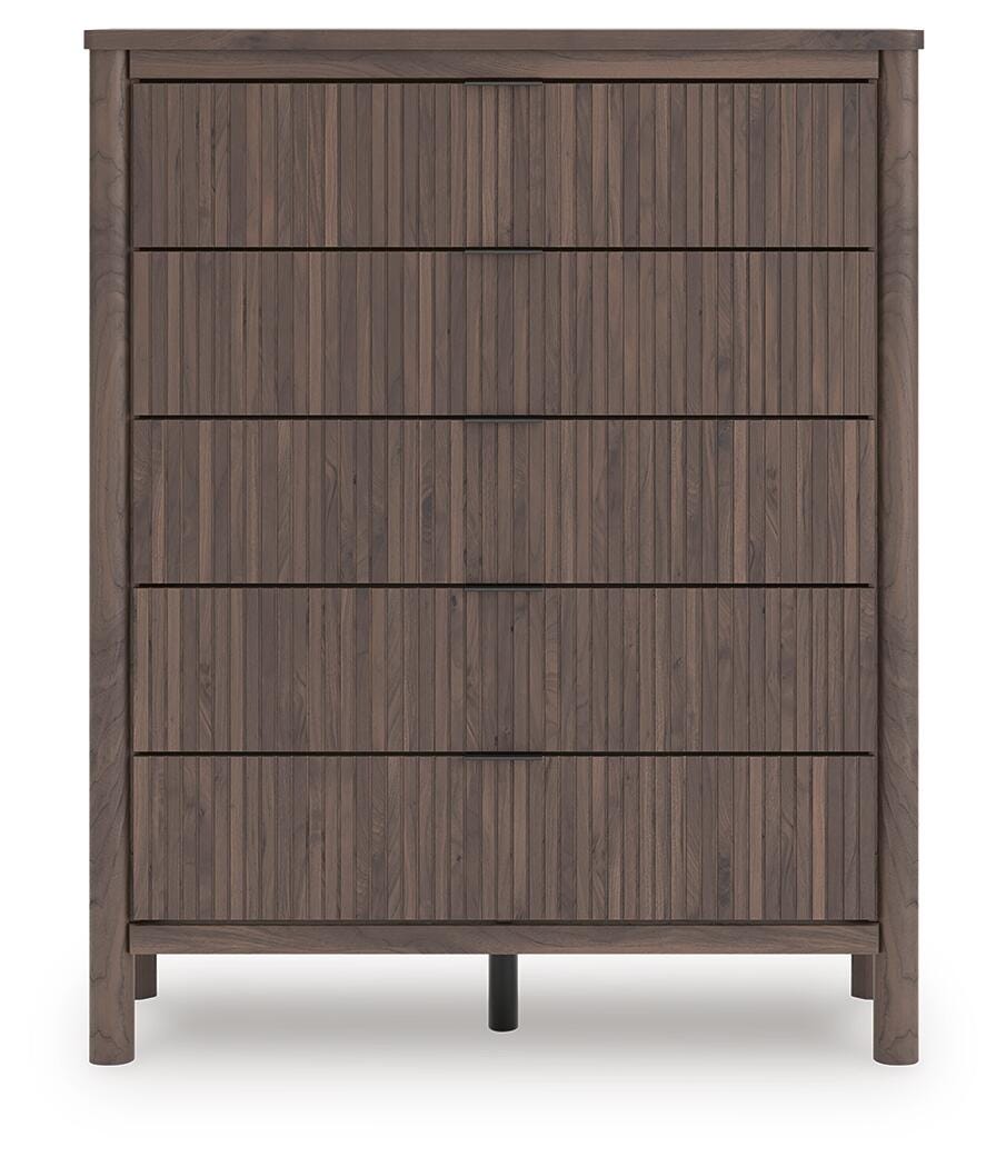 Pamytta King Upholstered Panel Platform Bed, Dresser, Mirror, Chest and Nightstand