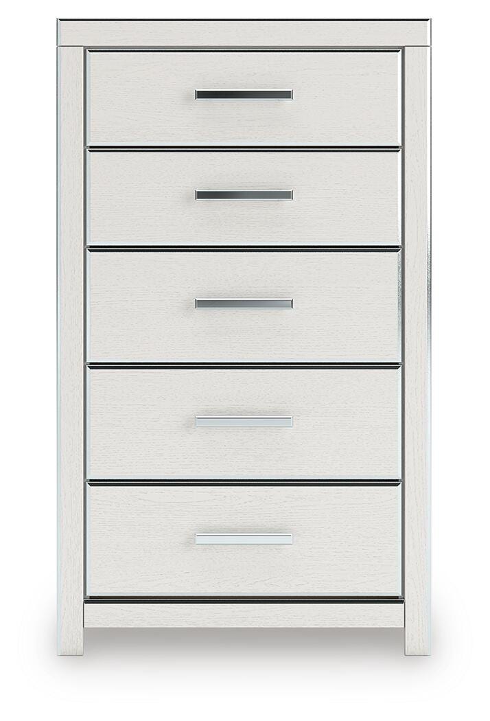 Zuraleus King Upholstered Panel Platform Bed, Dresser, Mirror, Chest and Nightstand