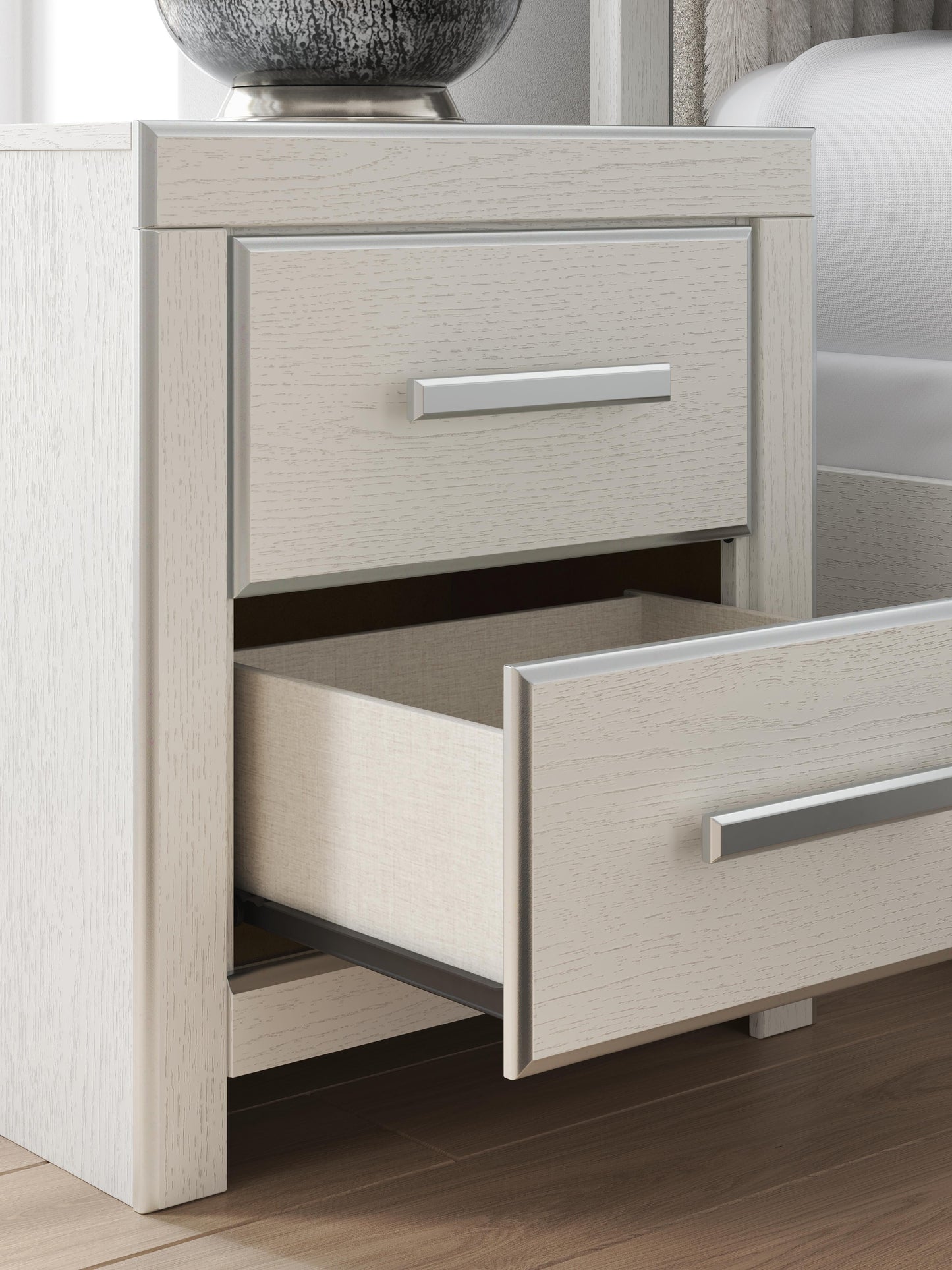 Zuraleus King Upholstered Panel Platform Bed, Dresser, Mirror, Chest and Nightstand