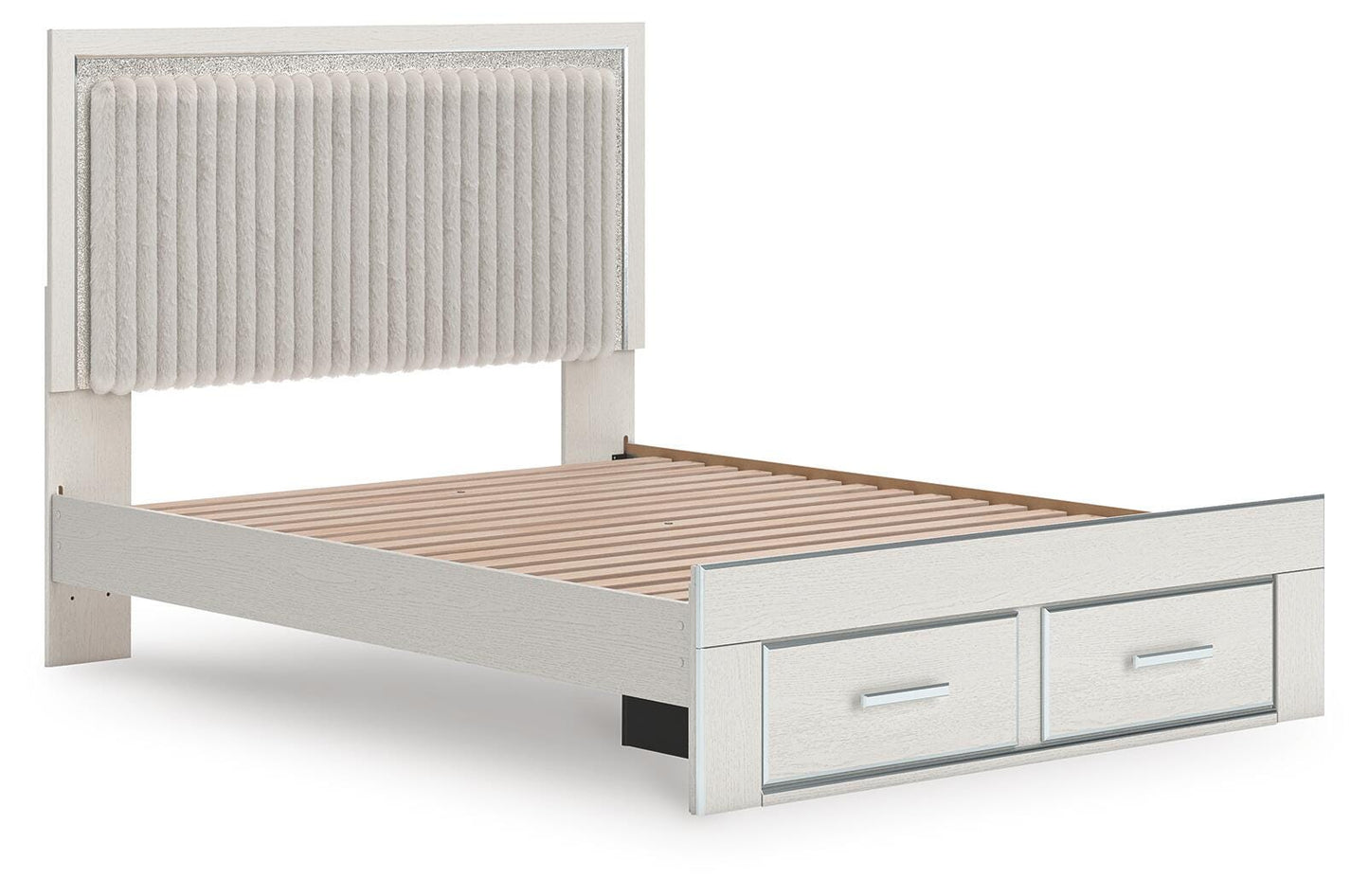 Zuraleus Queen Upholstered Panel Platform Storage Bed, Dresser, Mirror, Chest and Nightstand
