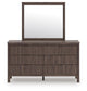 Pamytta Queen Upholstered Panel Platform Bed, Dresser, Mirror, Chest and Nightstand