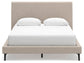 Cielden Queen Upholstered Bed with Roll Slats, Dresser, Mirror and Nightstand