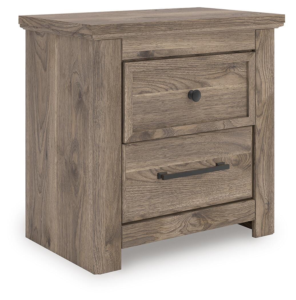 Rusticott Queen Panel Bed with Mirrored Dresser and Nightstand