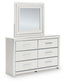 Zuraleus California King Upholstered Bed, Dresser, Mirror and Nightstand
