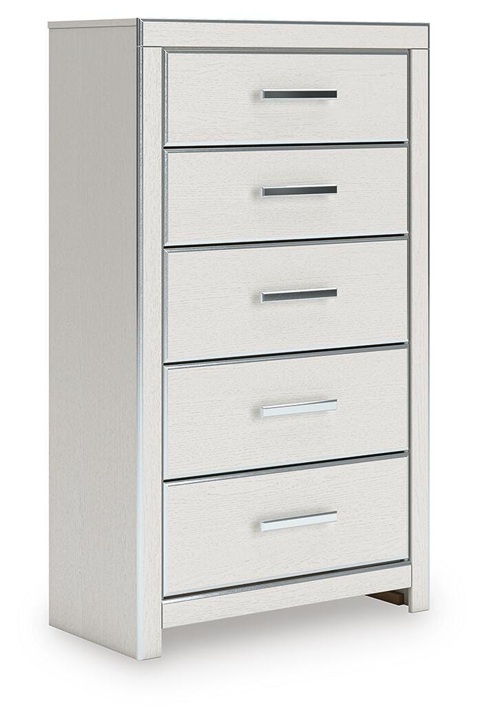 Zuraleus King Upholstered Panel Bed, Dresser, Mirror, Chest and Nightstand