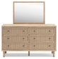 Cielden Full Upholstered Bed with Roll Slats, Dresser, Mirror and Nightstand