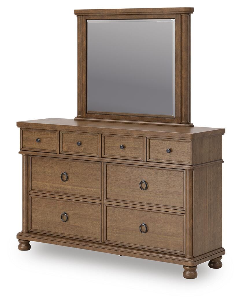 Rowlenstown Queen Poster Bed with Mirrored Dresser and Nightstand