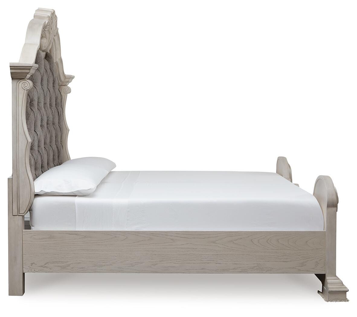 Bruchandi California King Upholstered Panel Bed with Mirrored Dresser and Nightstand