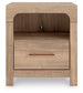 Kinlanni Queen Upholstered Panel Bed, Dresser, Mirror and Nightstand
