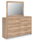 Kinlanni King Upholstered Platform Bed, Dresser and Mirror