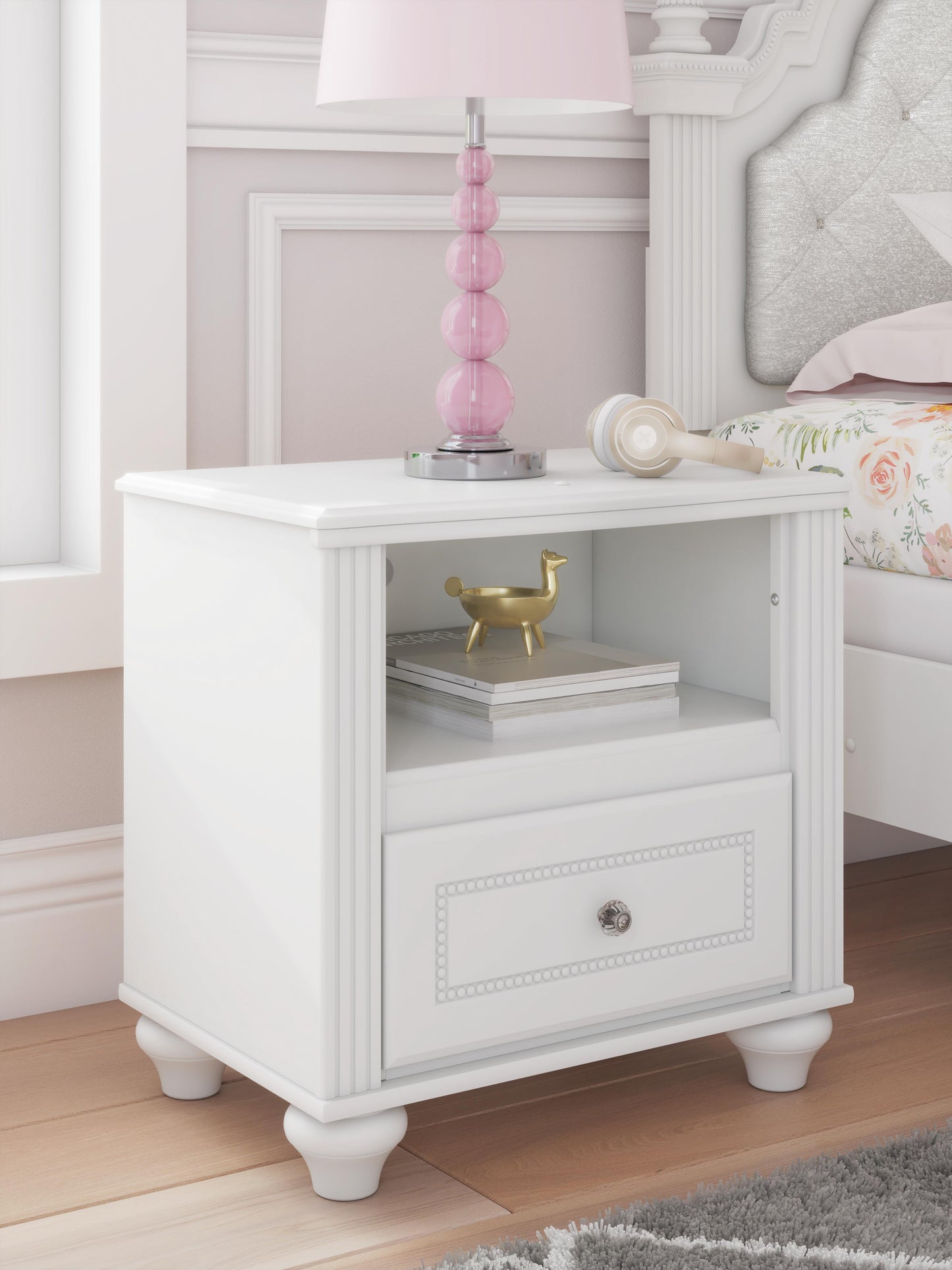 Kozlani Full Upholstered Panel Storage Bed, Dresser, Mirror and Nightstand