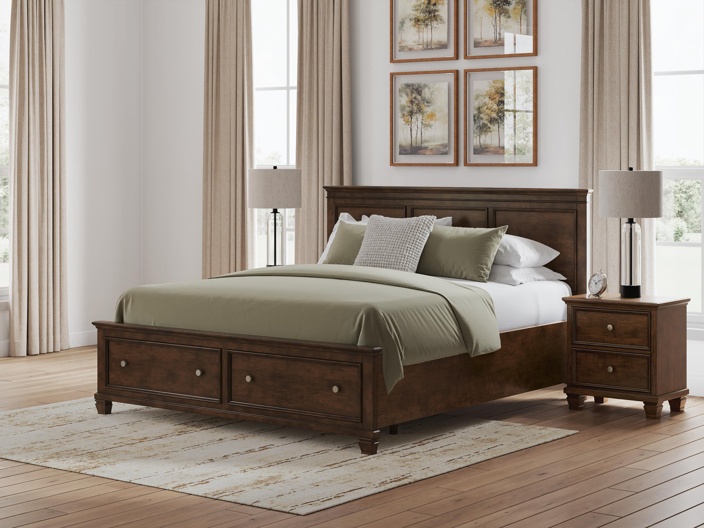 Danabrin California King Panel Storage Bed, Dresser and Mirror
