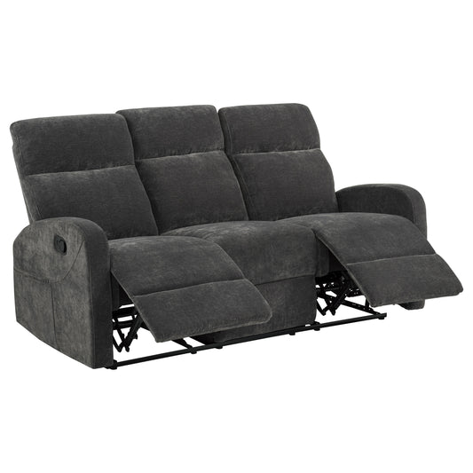 Hamilton Chenille Upholstered Manual Reclining Sofa Charcoal Grey