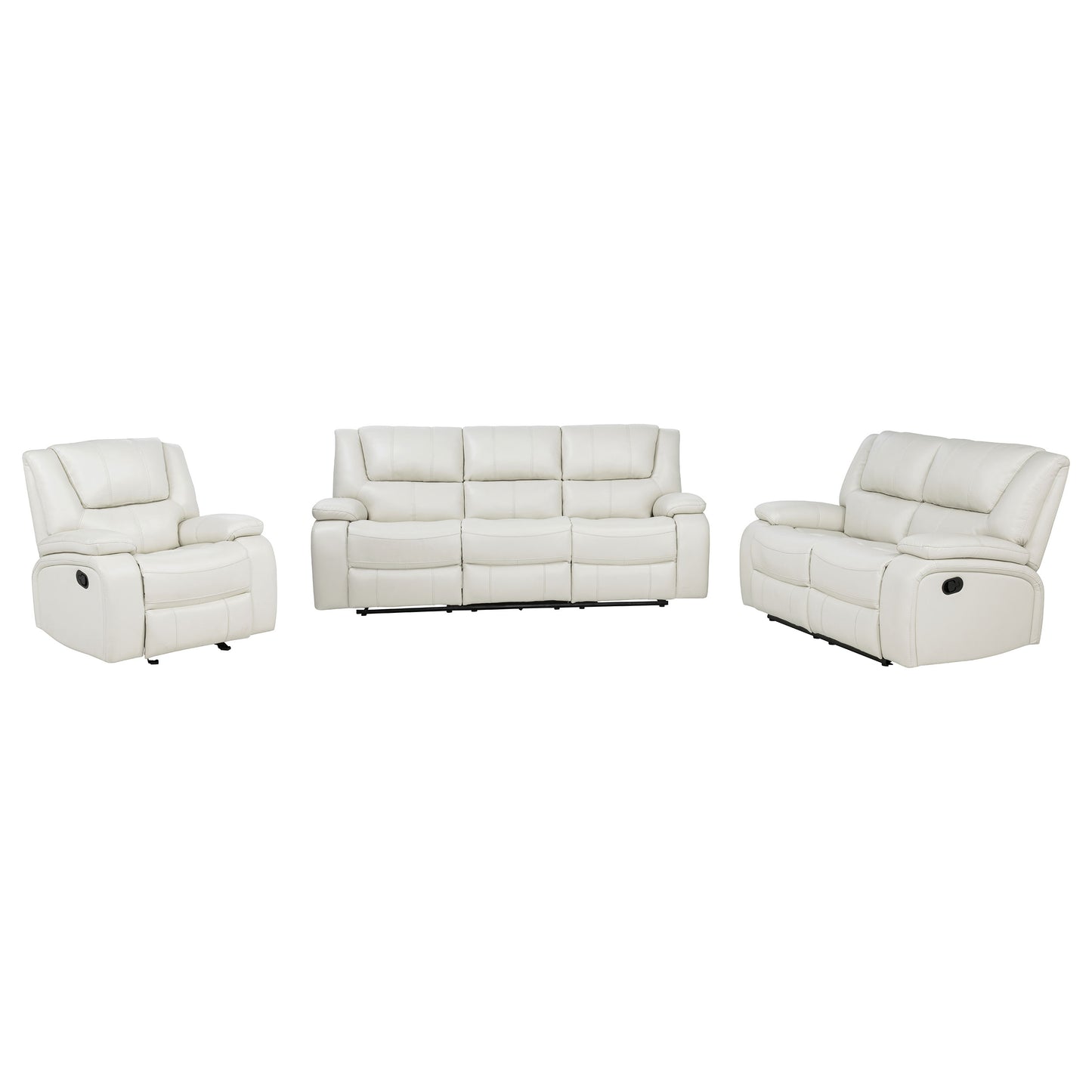 Camila 3-piece Upholstered Reclining Sofa Set White