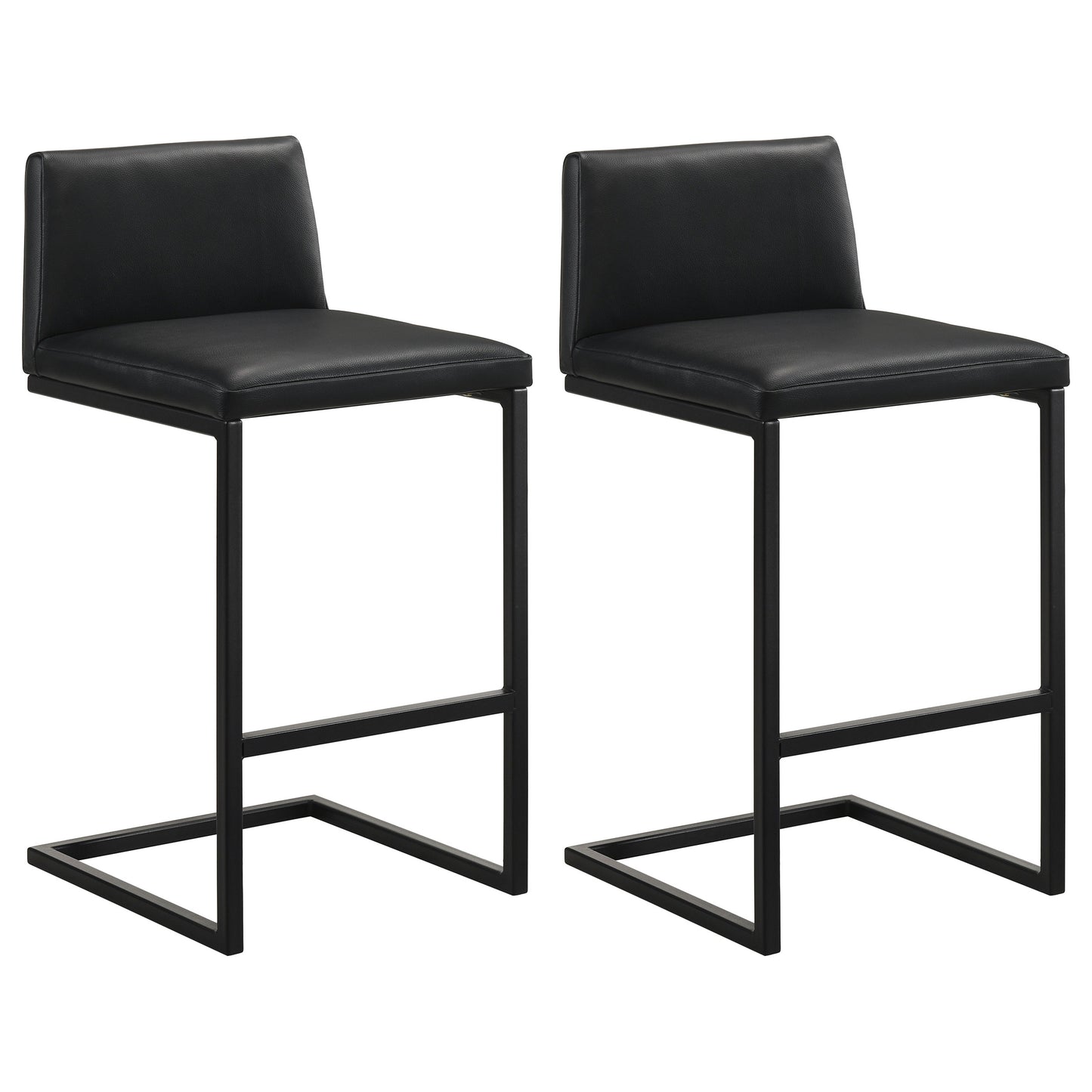 Vardon Genuine Leather Bar Stool Black (Set of 2)