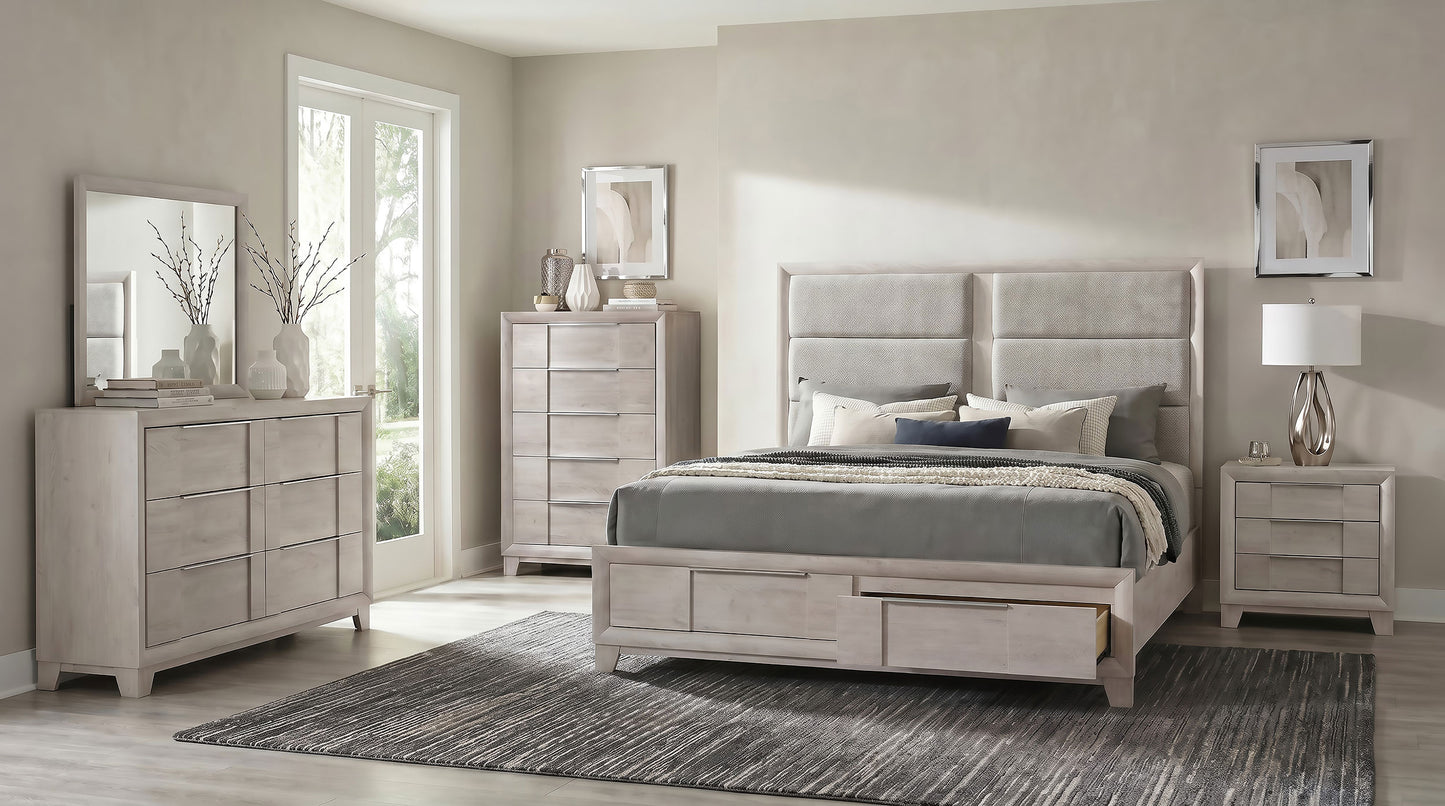 Farre 6-drawer Dresser with Mirror Washed Grey