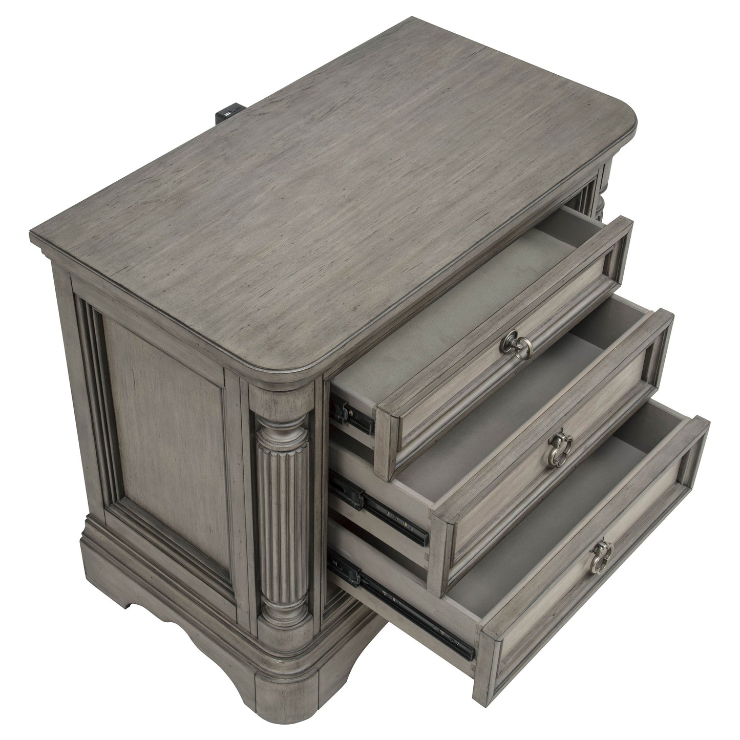 Cresswell 3-drawer Nightstand Bedside Table Weathered Taupe