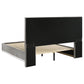 Viana Eastern King Chenille Platform Bed Grey and White High Gloss