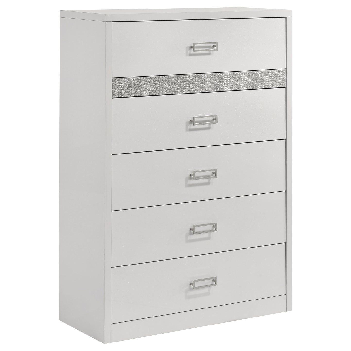 Viana 5-Piece Eastern King Platform Bedroom Set Grey and White High Gloss