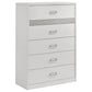 Viana 5-Piece Eastern King Platform Bedroom Set Grey and White High Gloss