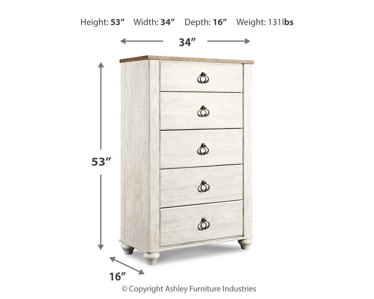 Willowton Five Drawer Chest