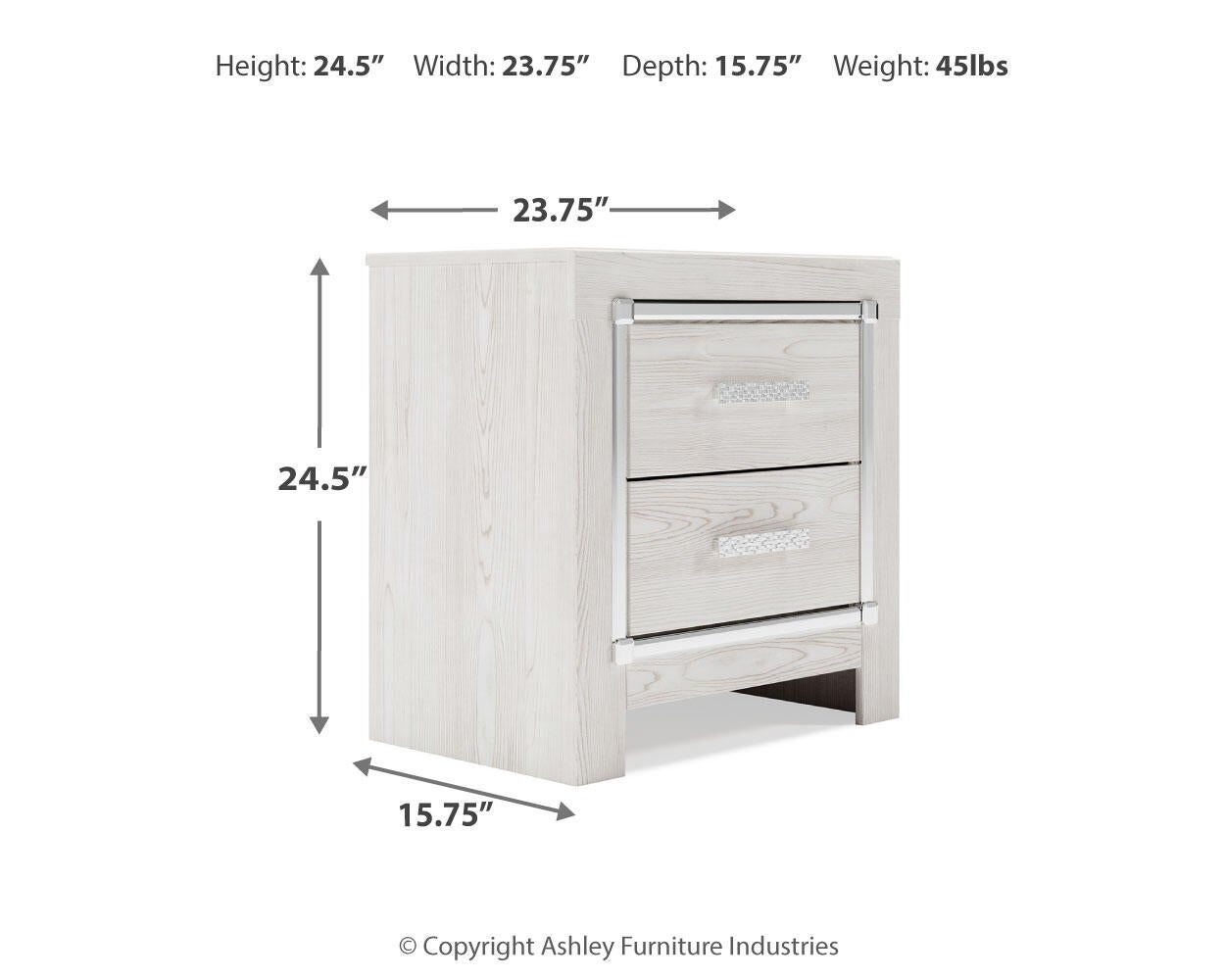 Altyra Two Drawer Night Stand
