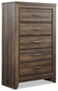 Juararo Queen Panel Bed with Mirrored Dresser, Chest and Nightstand