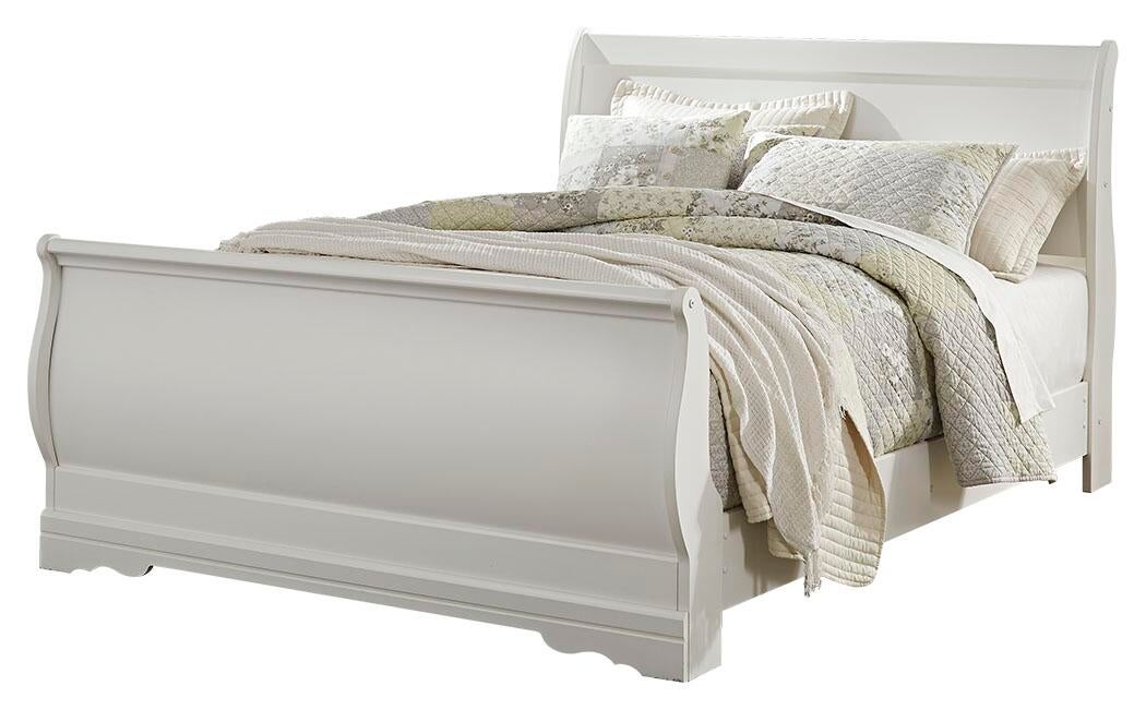 Anarasia Queen Sleigh Bed with Mirrored Dresser