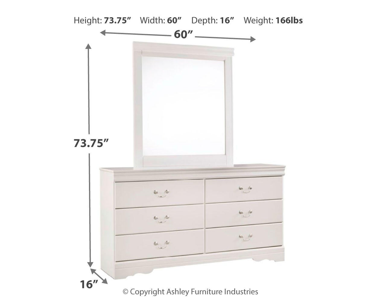 Anarasia Queen Sleigh Bed with Mirrored Dresser