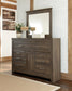 Juararo Queen Panel Bed with Mirrored Dresser