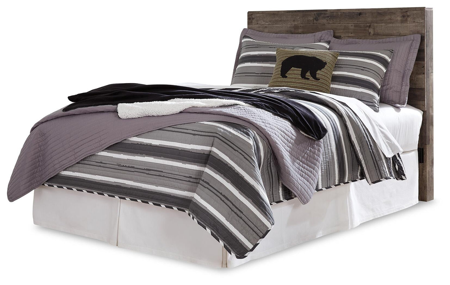 Derekson Full Panel Headboard Bed with Mirrored Dresser, Chest and Nightstand