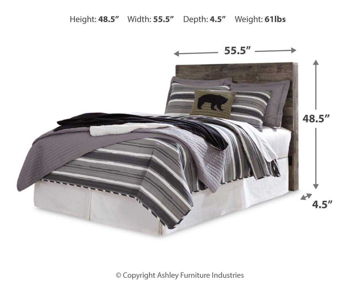 Derekson Full Panel Headboard Bed with Mirrored Dresser, Chest and Nightstand